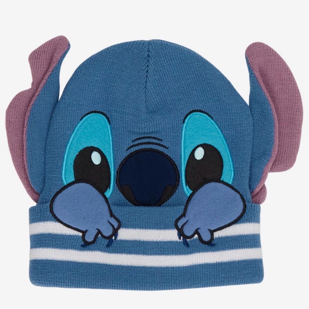 Disney Stitch Striped Figural Knit  Beanie